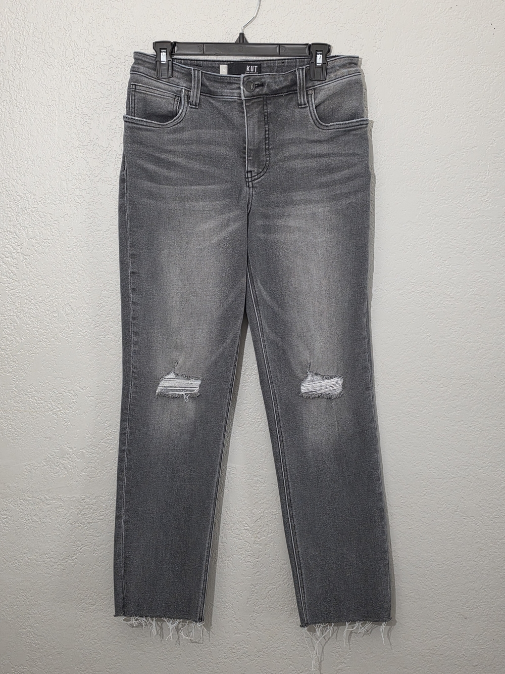 Kut from the Kloth Rachael Fab AB Mom Jean High Rise Distressed Gray Womens 6L